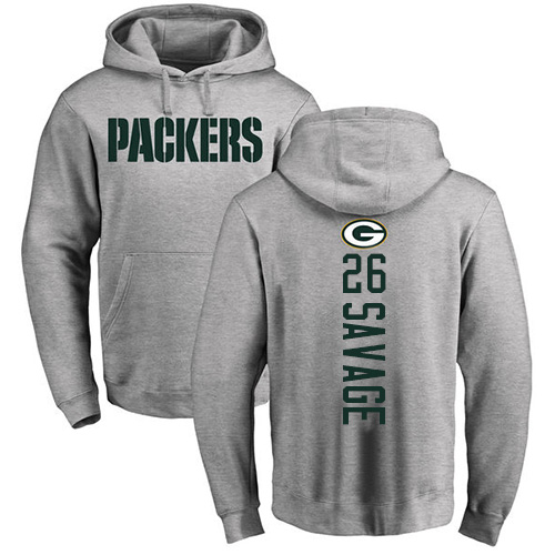 Men Green Bay Packers Ash #26 Savage Darnell Backer Nike NFL Pullover Hoodie Sweatshirts